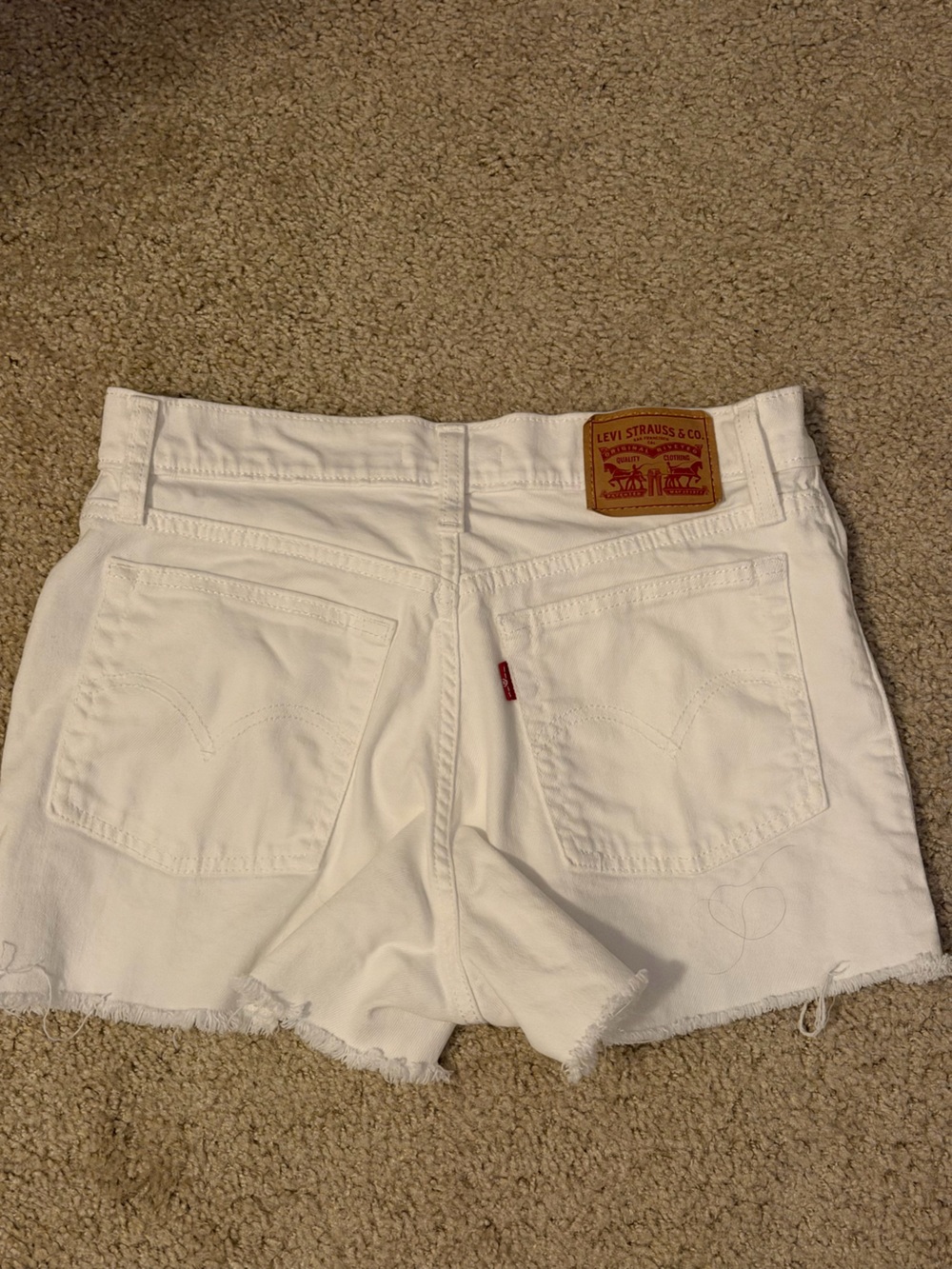 Levi’s White High Rise Distressed Denim Jean Shorts - Size 28